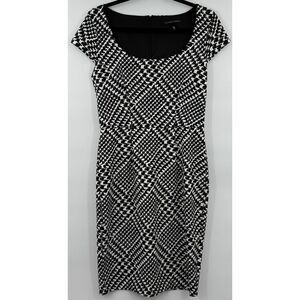 Victoria's Secret Black White Houndstooth Plaid ScoopNeck Cap Sleeve Dress Sz 10